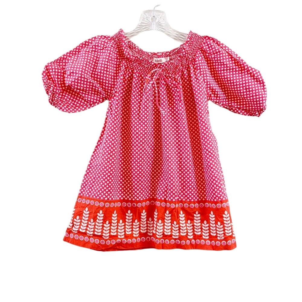 Kit + Lili Polka Dot/Floral Red/White/Pink Long Sleeve Dress